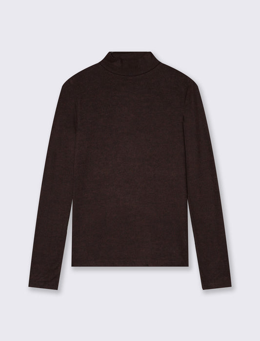 T-shirt basica manica lunga collo alto - Moro