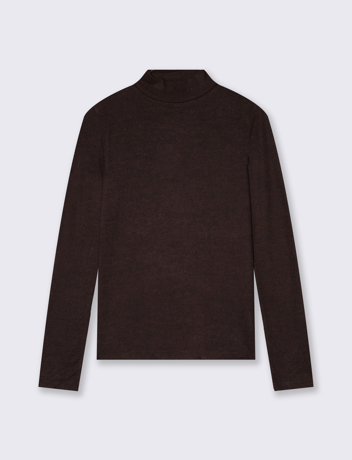 Basic long sleeve t-shirt with high collar - Brown