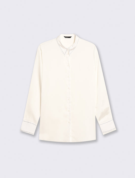 Camicia manica lunga con colletto dettagliato - Bianco latte