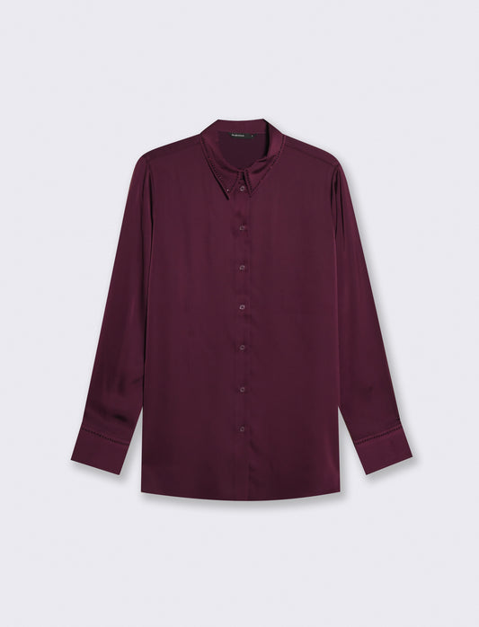 Camicia manica lunga con colletto dettagliato - Bordeaux