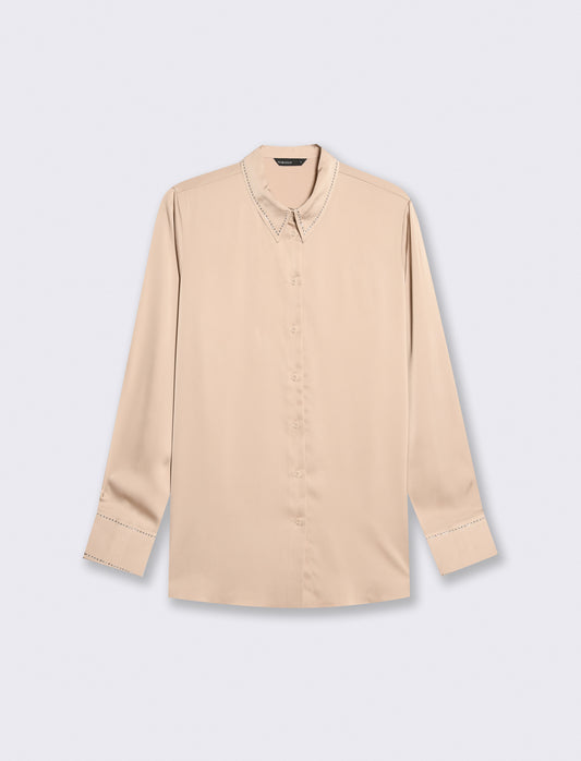 Camicia manica lunga con colletto dettagliato - Beige
