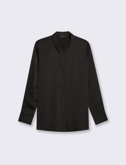 Camicia manica lunga con colletto dettagliato - Nero