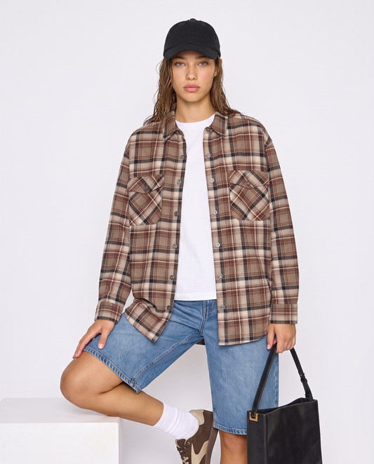 Camicia a quadri manica lunga con tasche - var 1