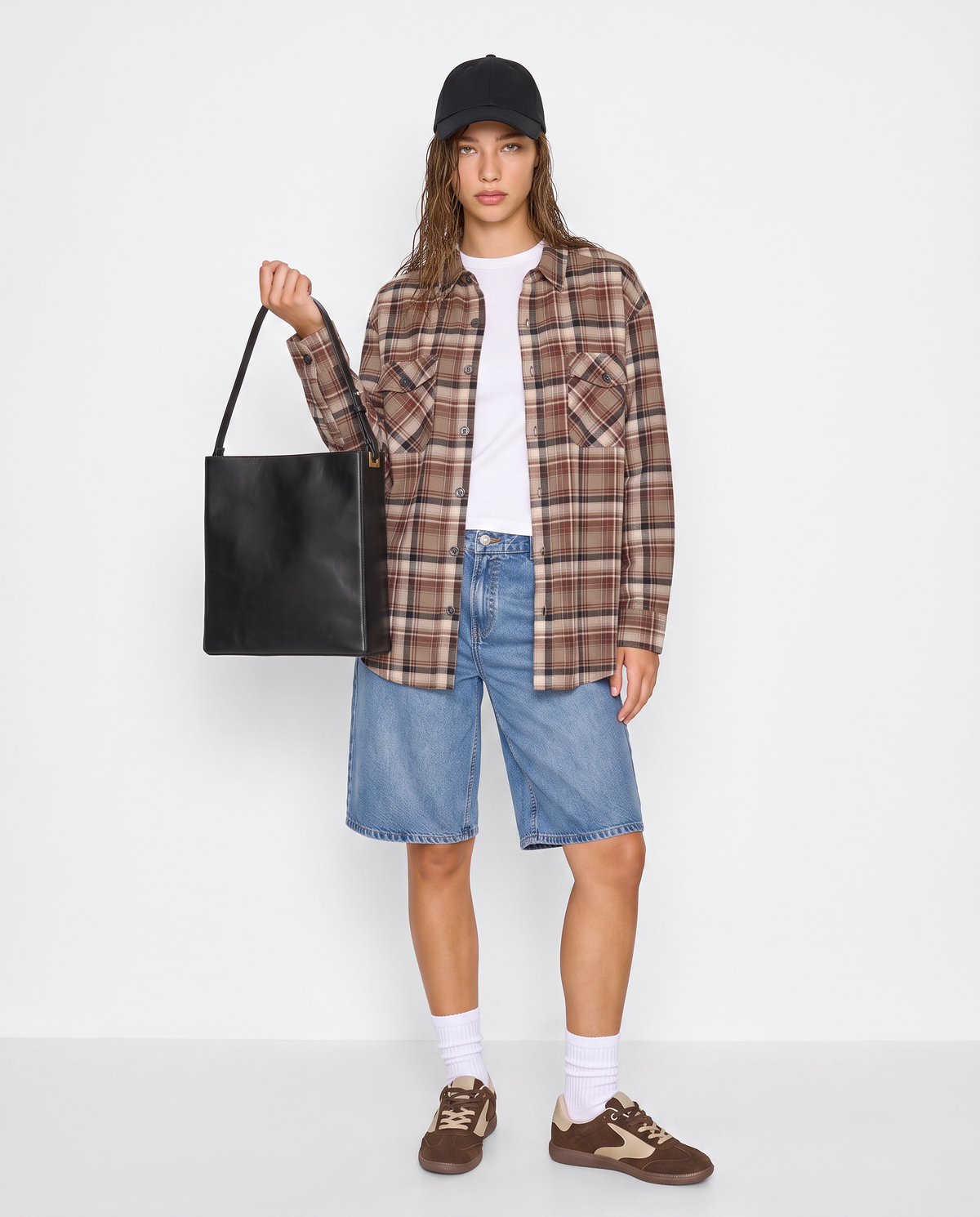Camicia a quadri manica lunga con tasche - var 1