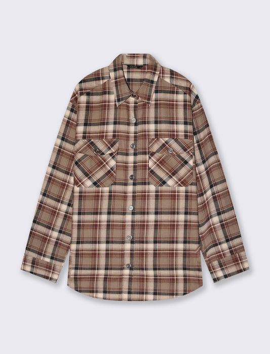 Camicia a quadri manica lunga con tasche - var 1
