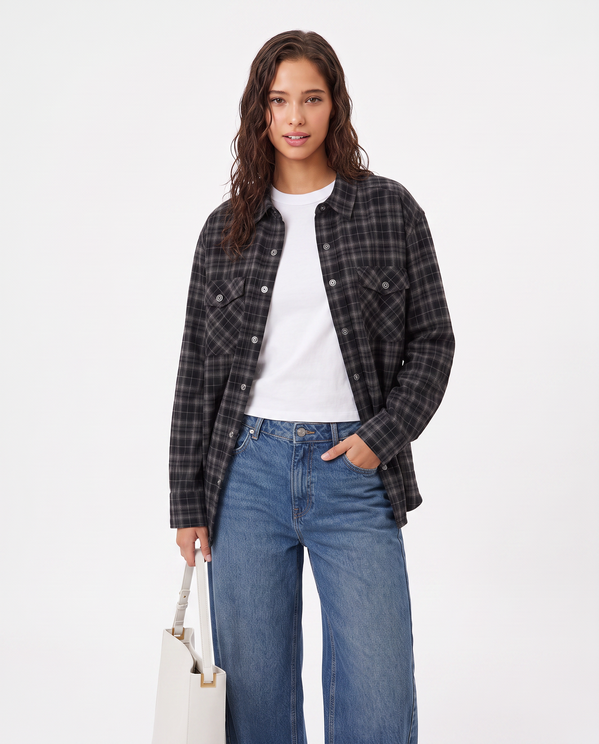Camicia a quadri manica lunga con tasche - var 2