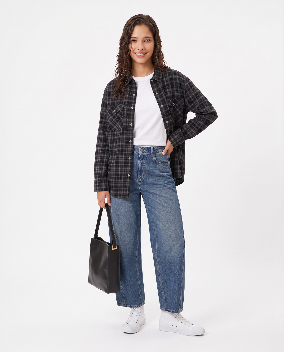 Camicia a quadri manica lunga con tasche - var 2