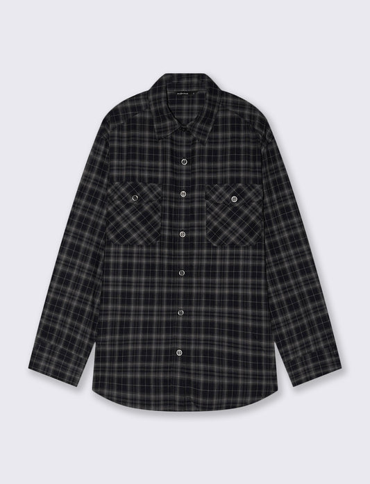 Camicia a quadri manica lunga con tasche - var 2