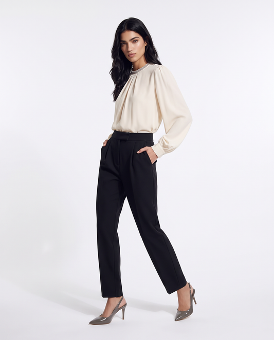 Casacca collo coreano con borchie applicate - Avorio