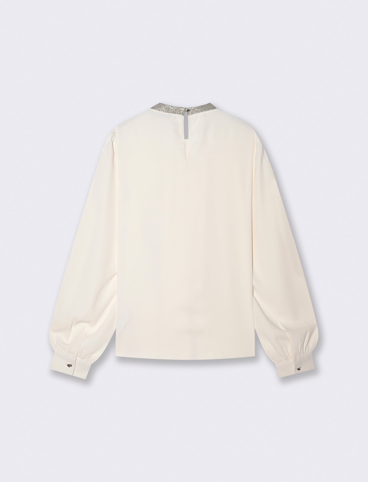 Casacca collo coreano con borchie applicate - Avorio