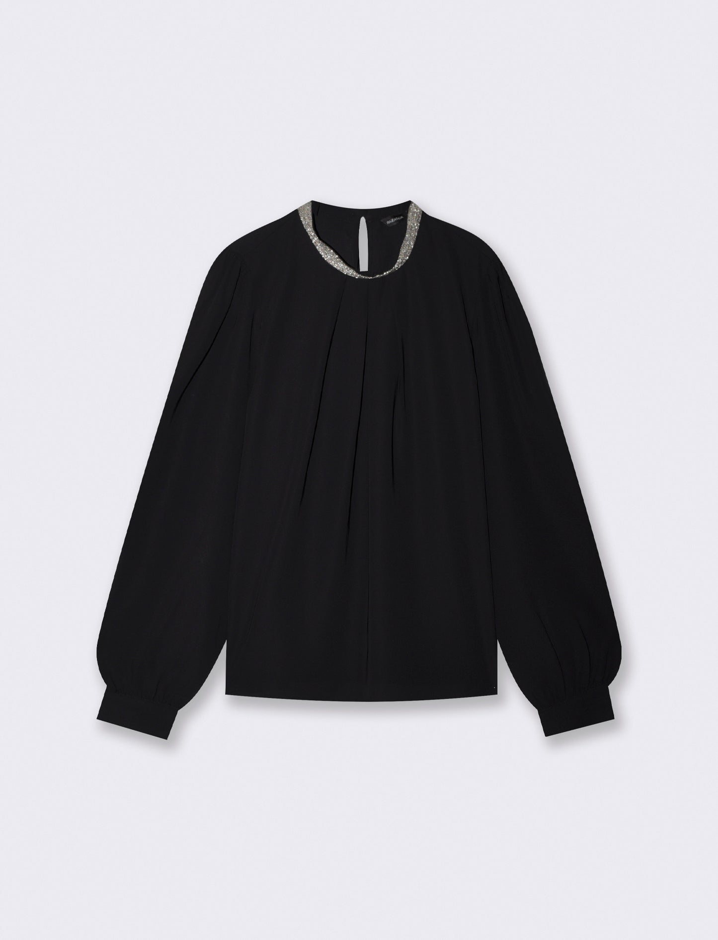 Korean collar blouse with applied studs - Black