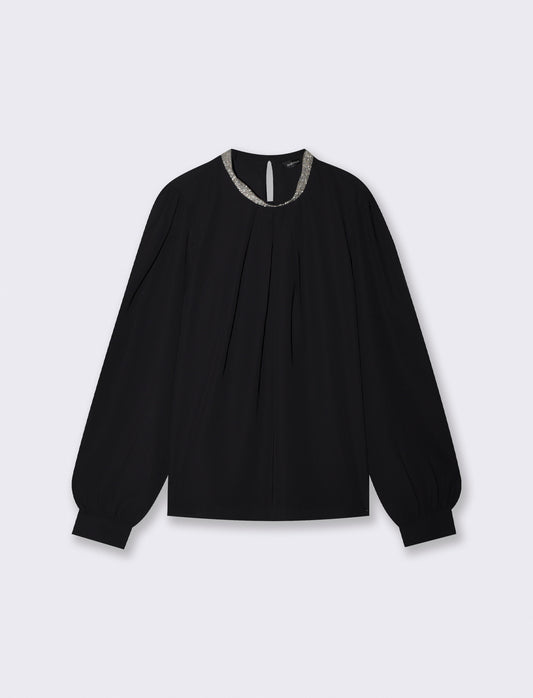 Casacca collo coreano con borchie applicate - Nero