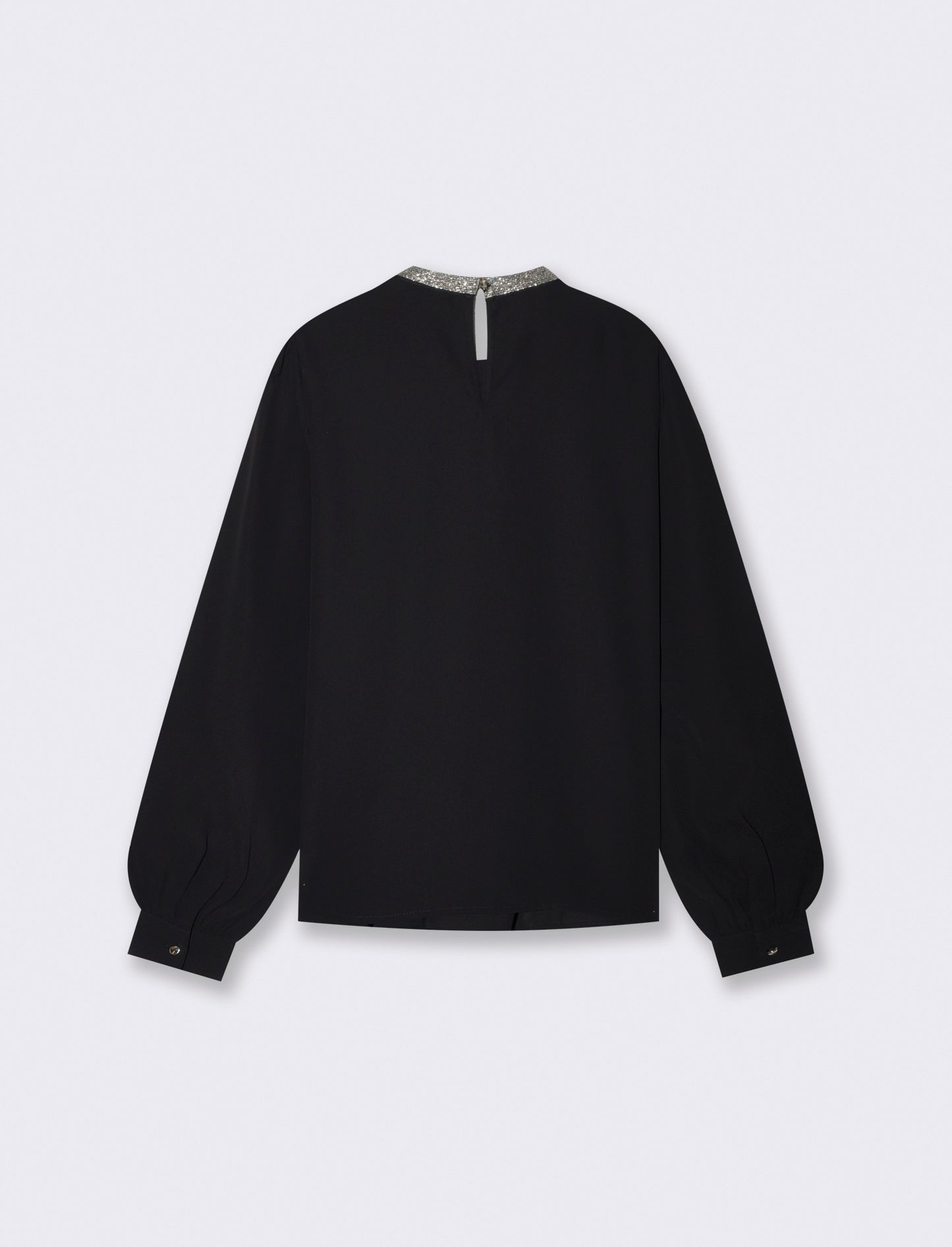 Korean collar blouse with applied studs - Black