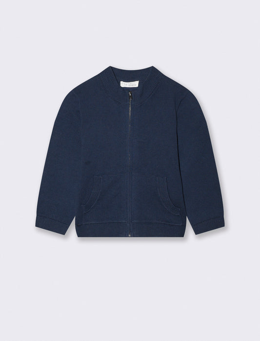 Cardigan  basico con zip - Blu