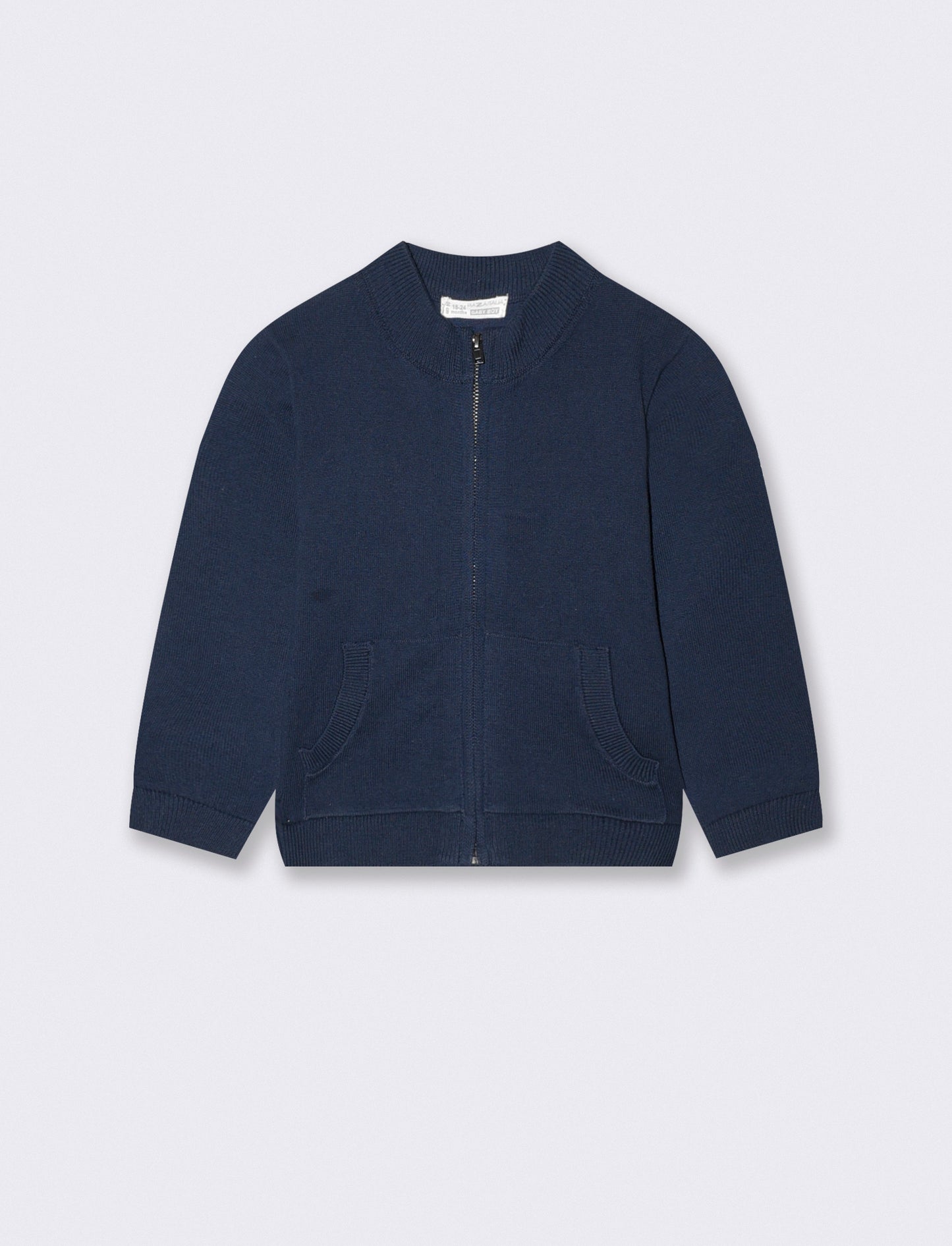 Basic cardigan with zip and kangaroo pocket - Blue