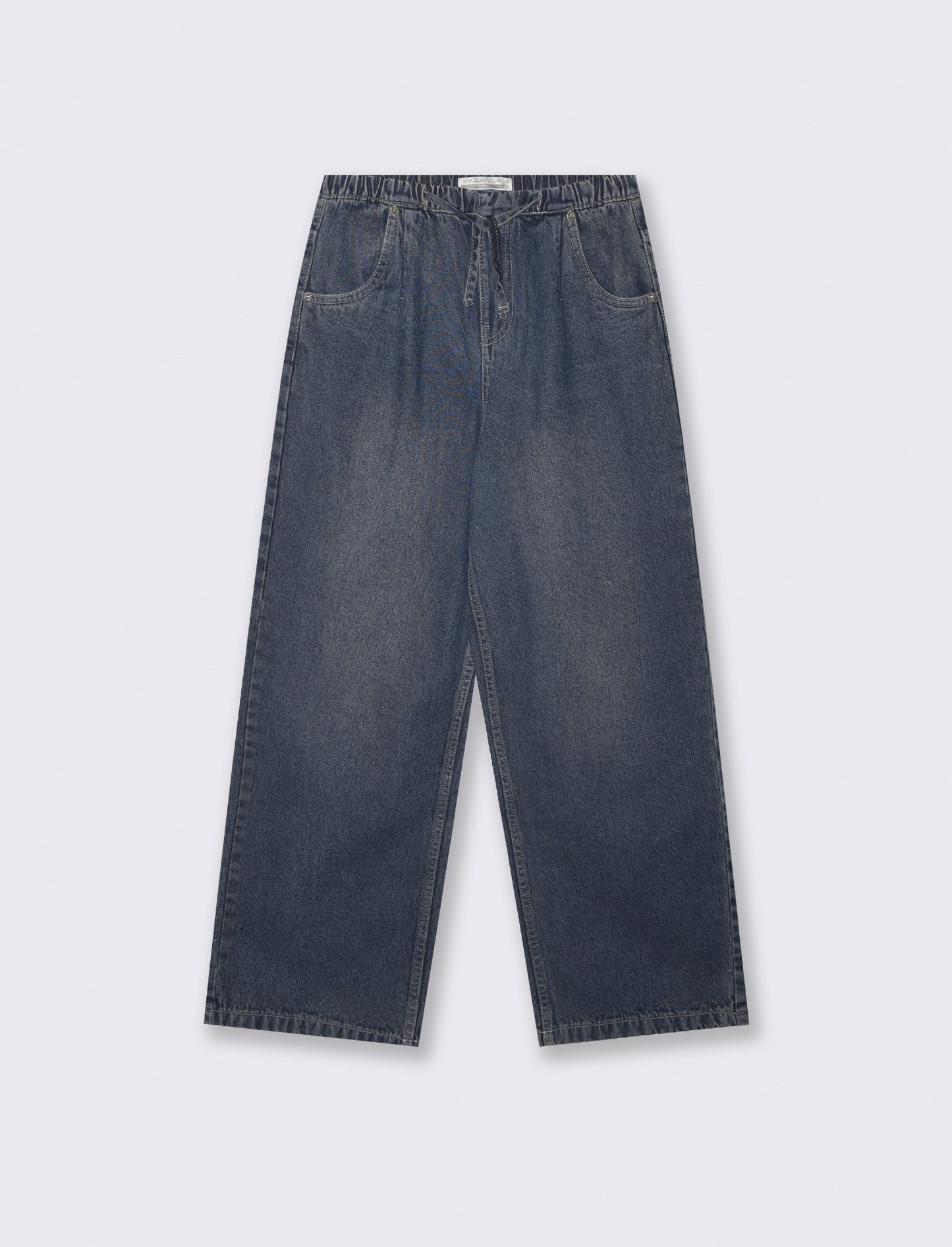 Pantaloni jogger denim wide leg con tasche - Denim