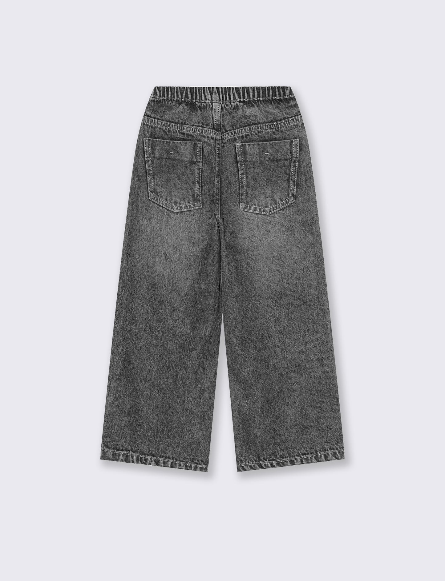 Pantaloni jogger denim wide leg con tasche - Nero