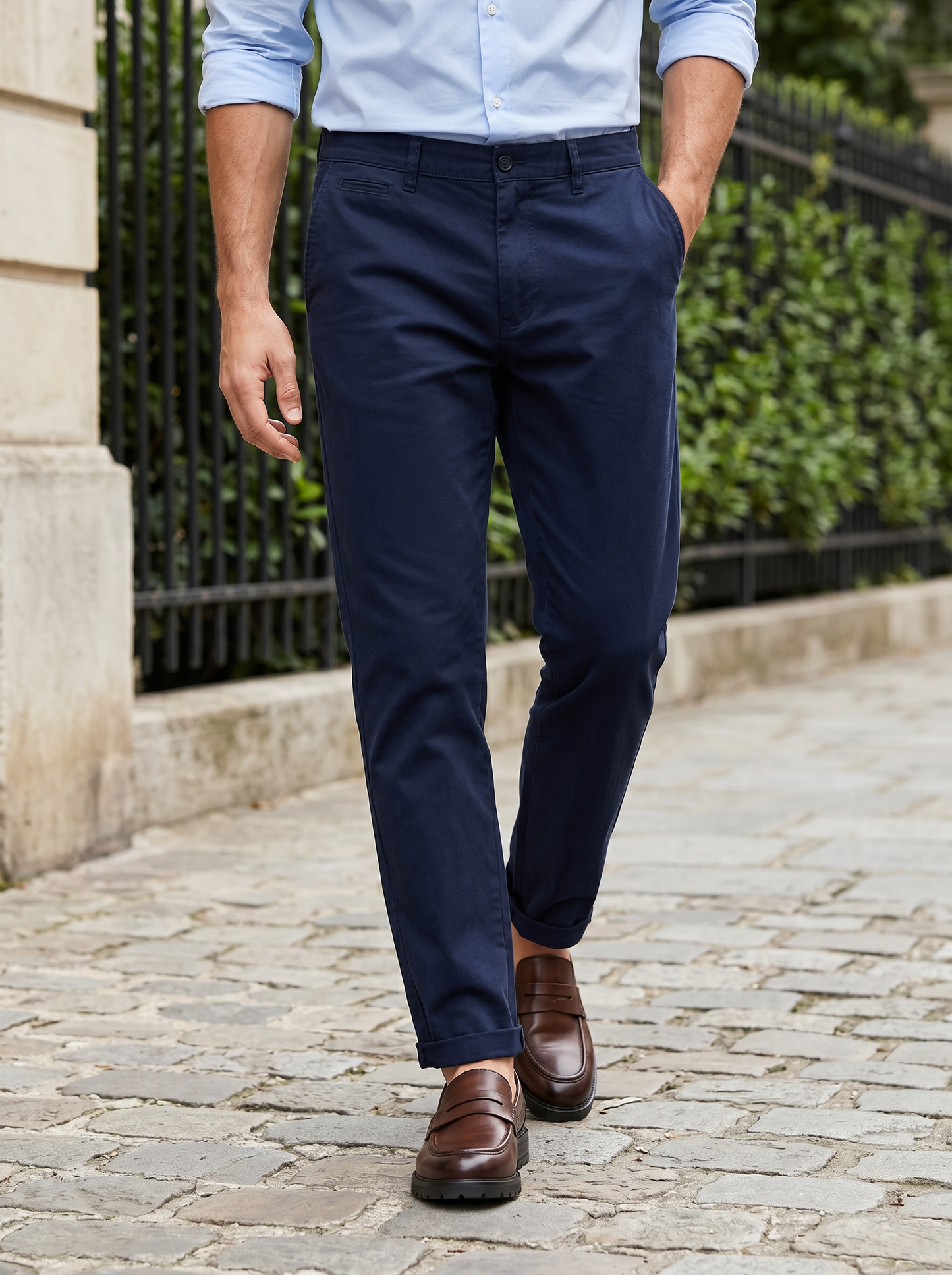 Pantaloni Regular Fit 5 Tasche Twill - Blu