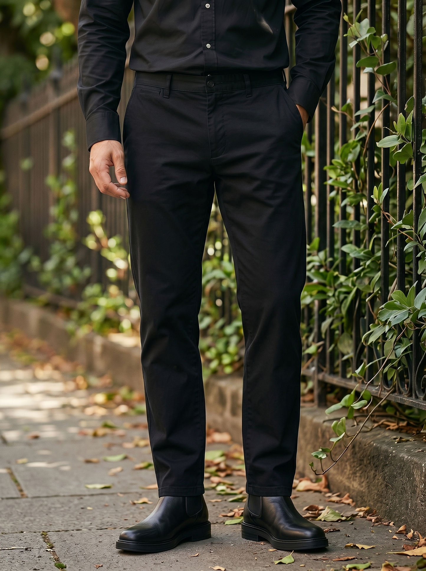 Pantaloni Regular Fit 5 Tasche Twill - Nero