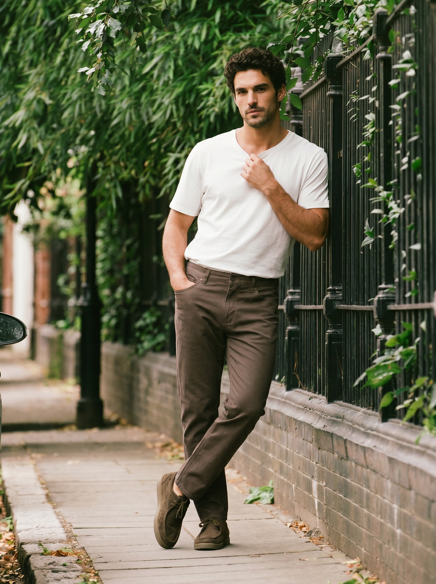 Regular Fit 5 Pocket Twill Pants - Grey