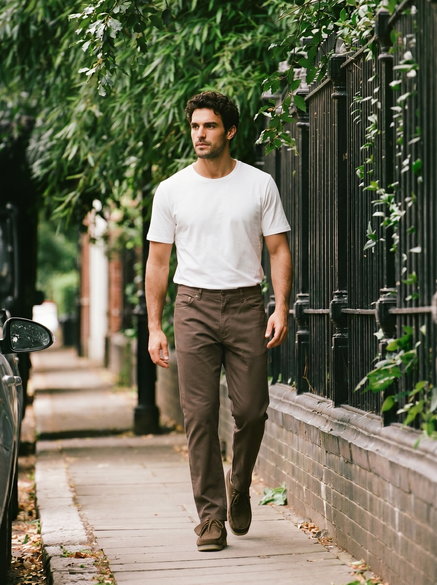 Regular Fit 5 Pocket Twill Pants - Grey