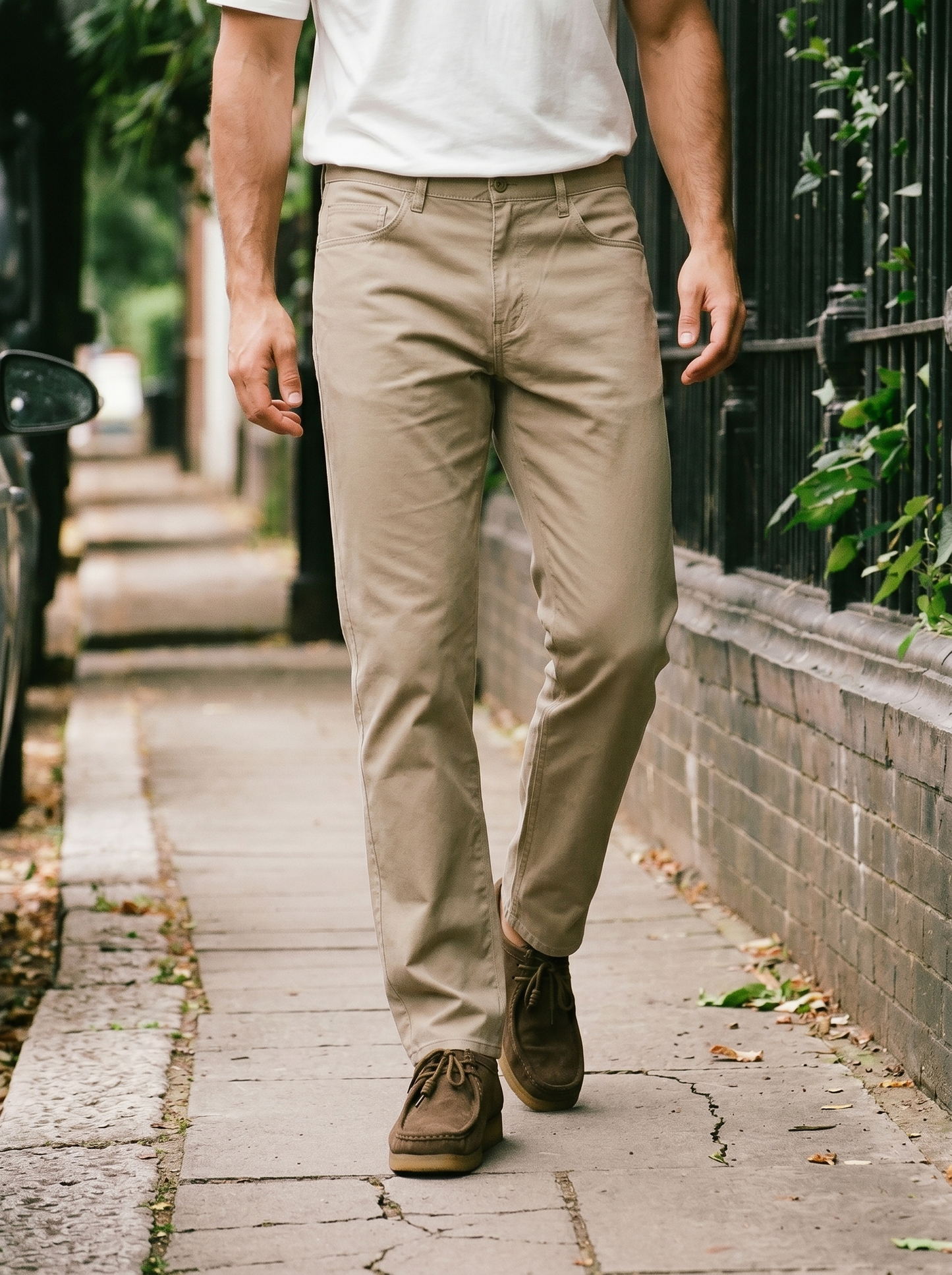 Pantaloni Regular Fit 5 Tasche Twill - Beige