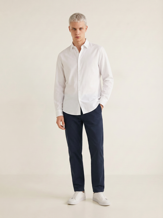 Pantaloni Chino Regular Fit in Cotone - Blu