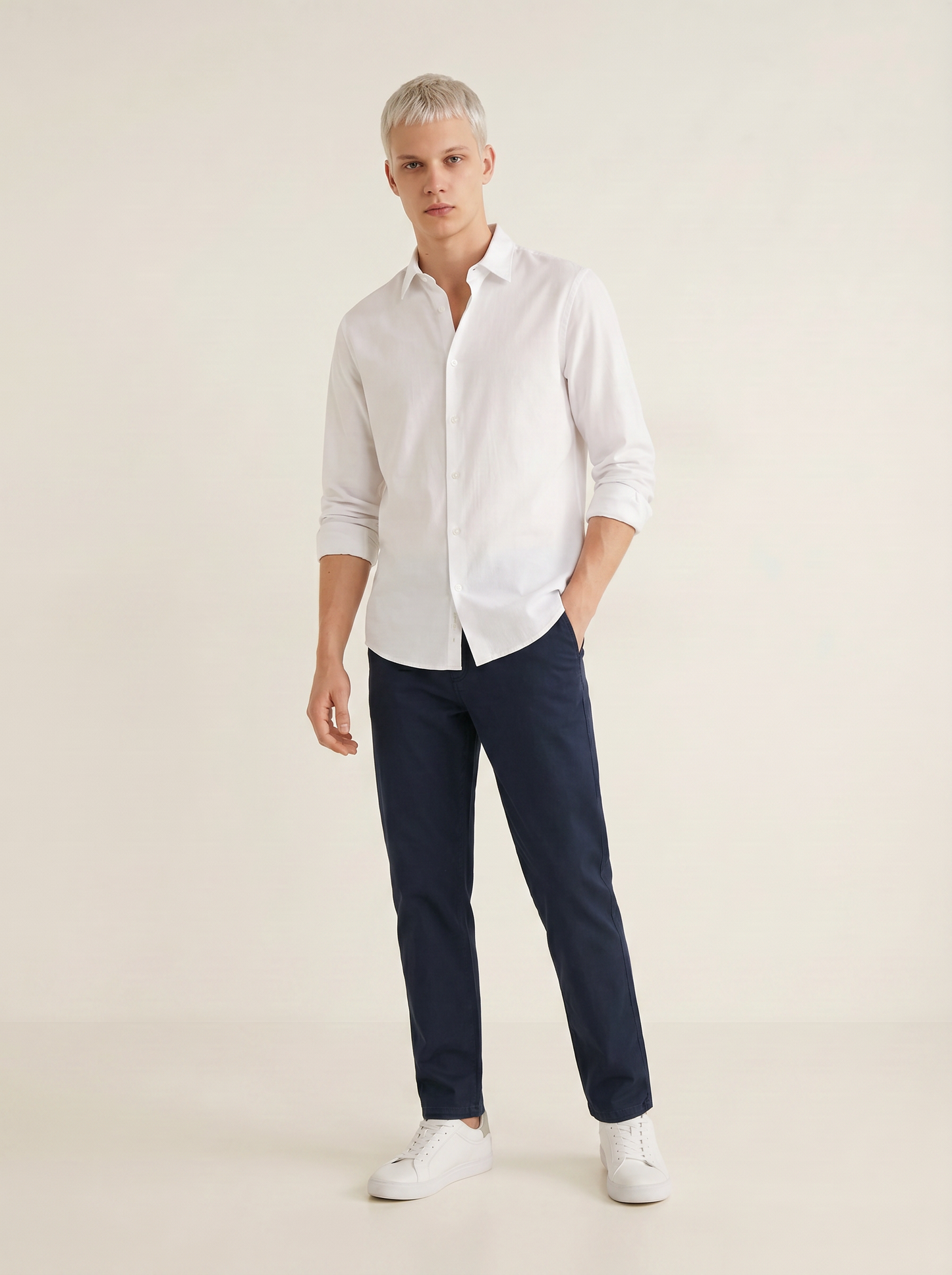 Regular Fit Cotton Chino Pants - Blue
