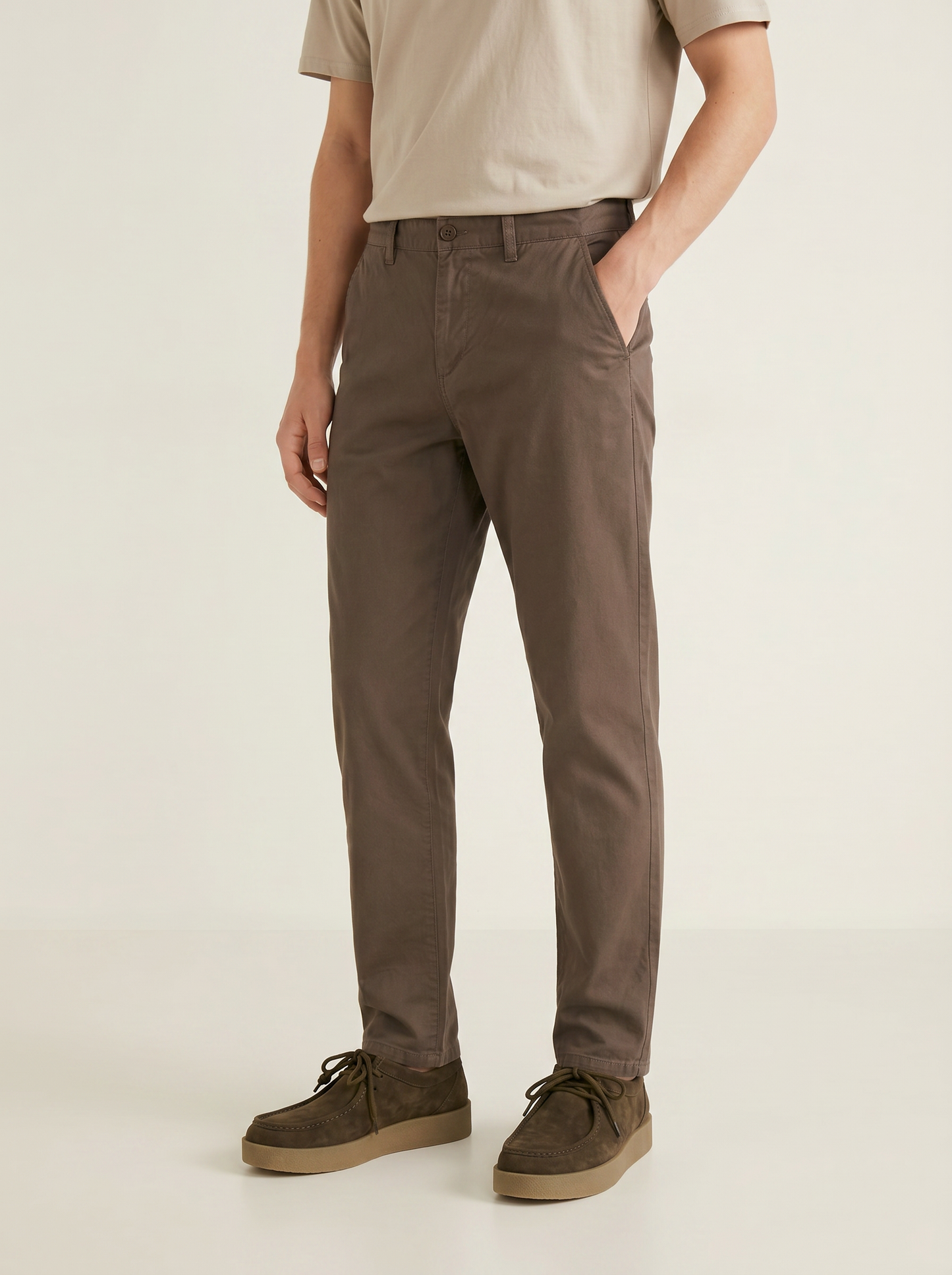 Regular Fit Cotton Chino Pants - Grey