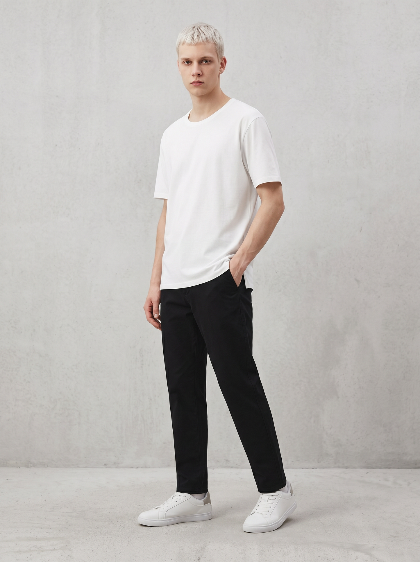 Pantaloni Chino Regular Fit in Cotone - Nero