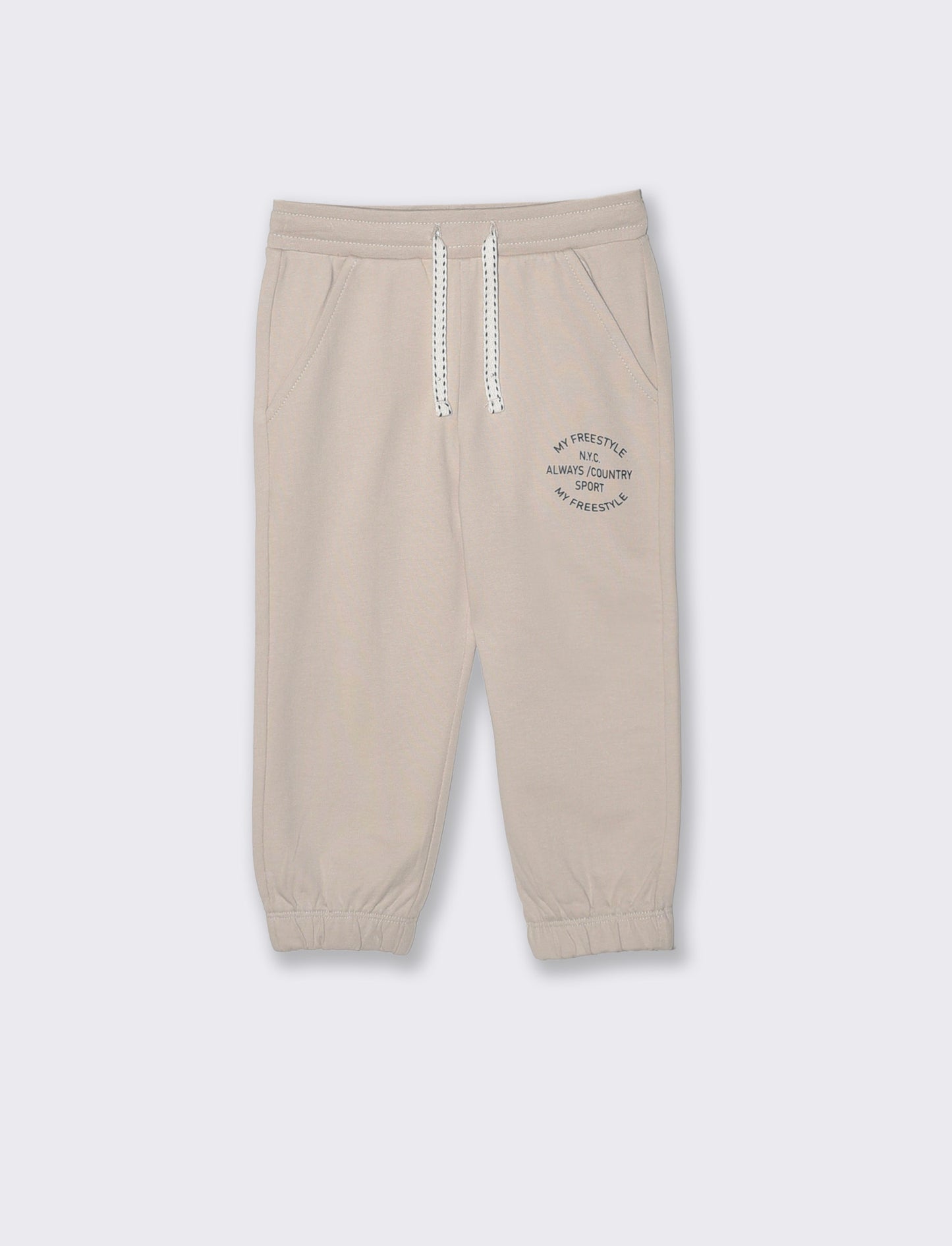 Jogger basico in cotone con stampa - Beige
