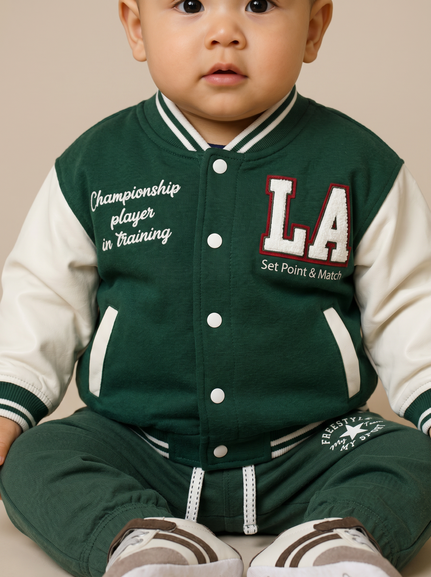 Versatile cotton college jacket - Green