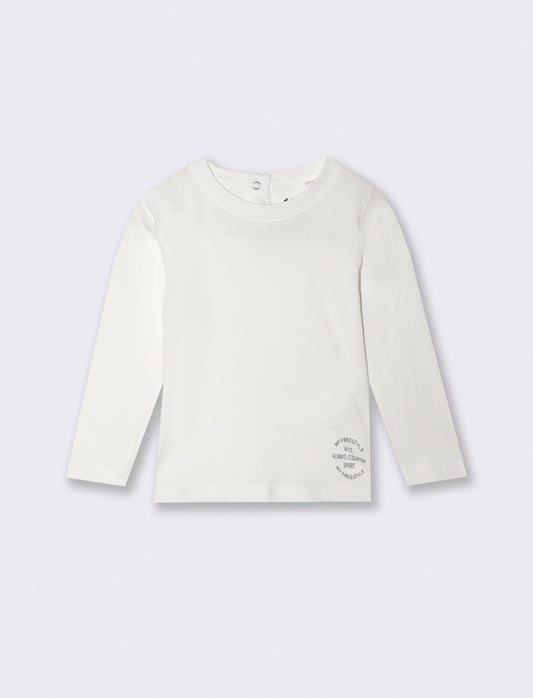 T-shirt girocollo in cotone tinta unita - Bianco latte