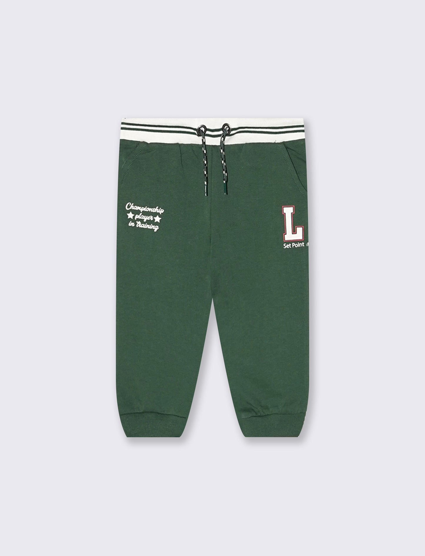Jogger con baschina a righe e coulisse - Verde abete