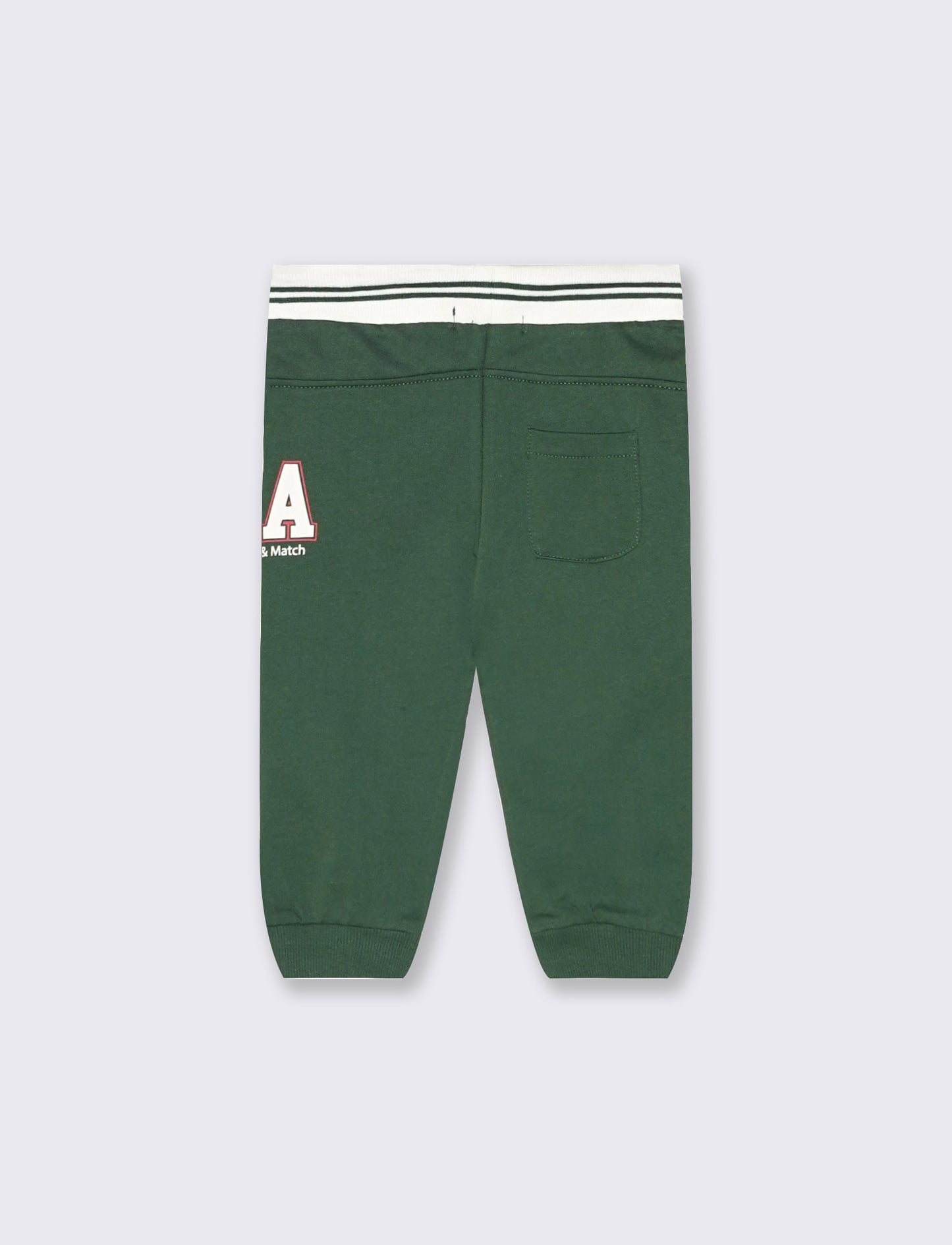 Jogger con baschina a righe e coulisse - Verde abete