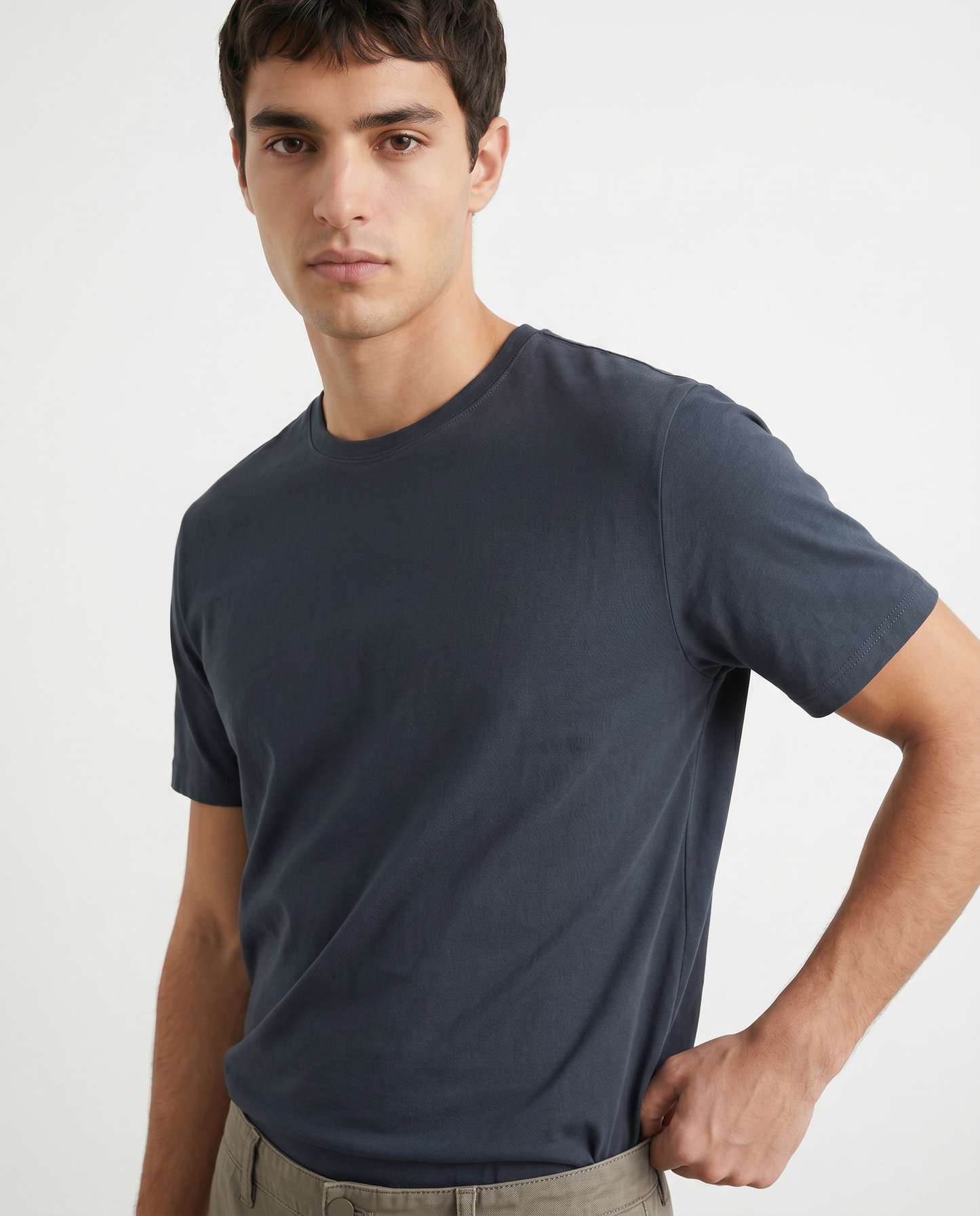 Regular fit cotton crew neck T-shirt - Blue