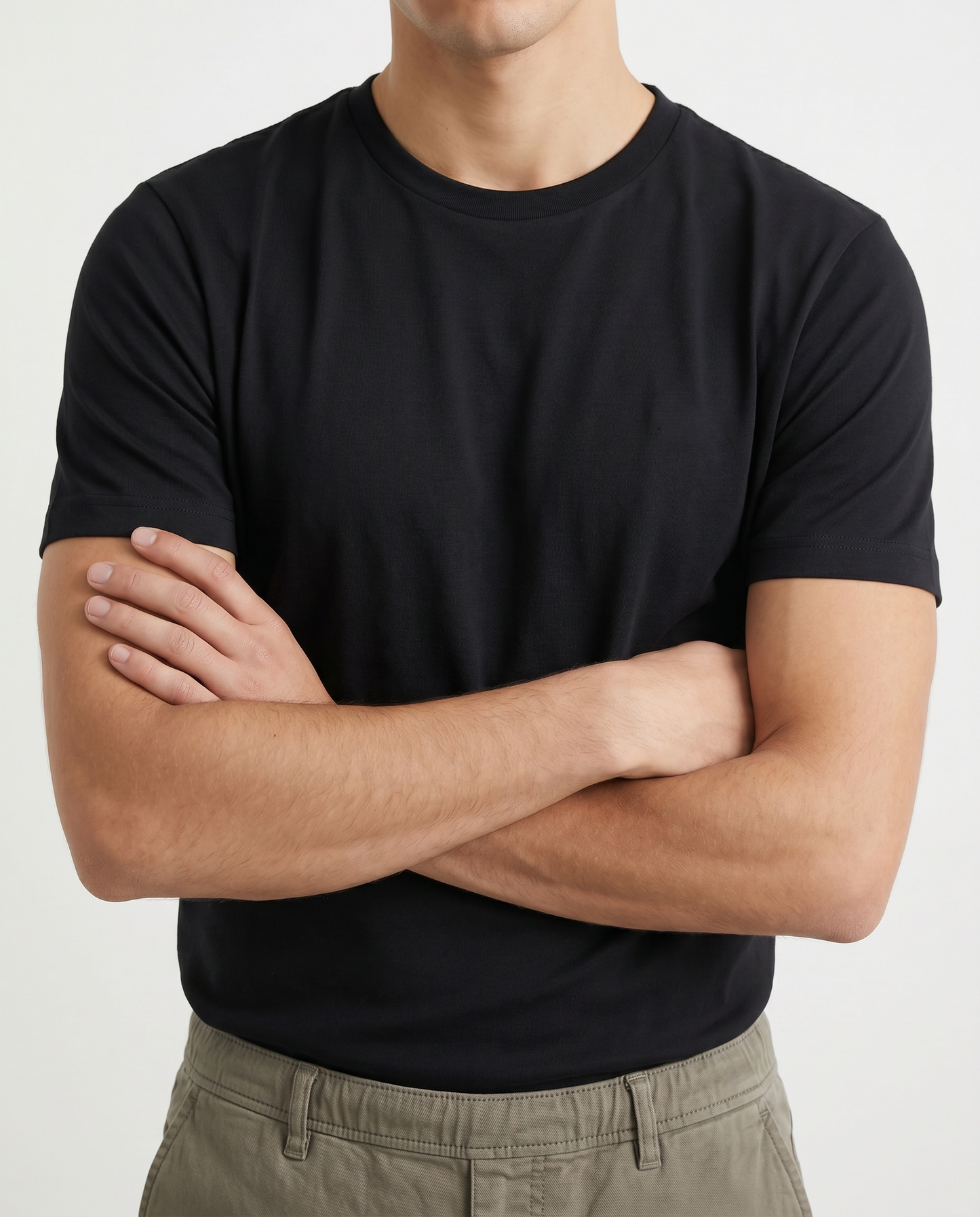 T-shirt girocollo in cotone regular fit - Nero