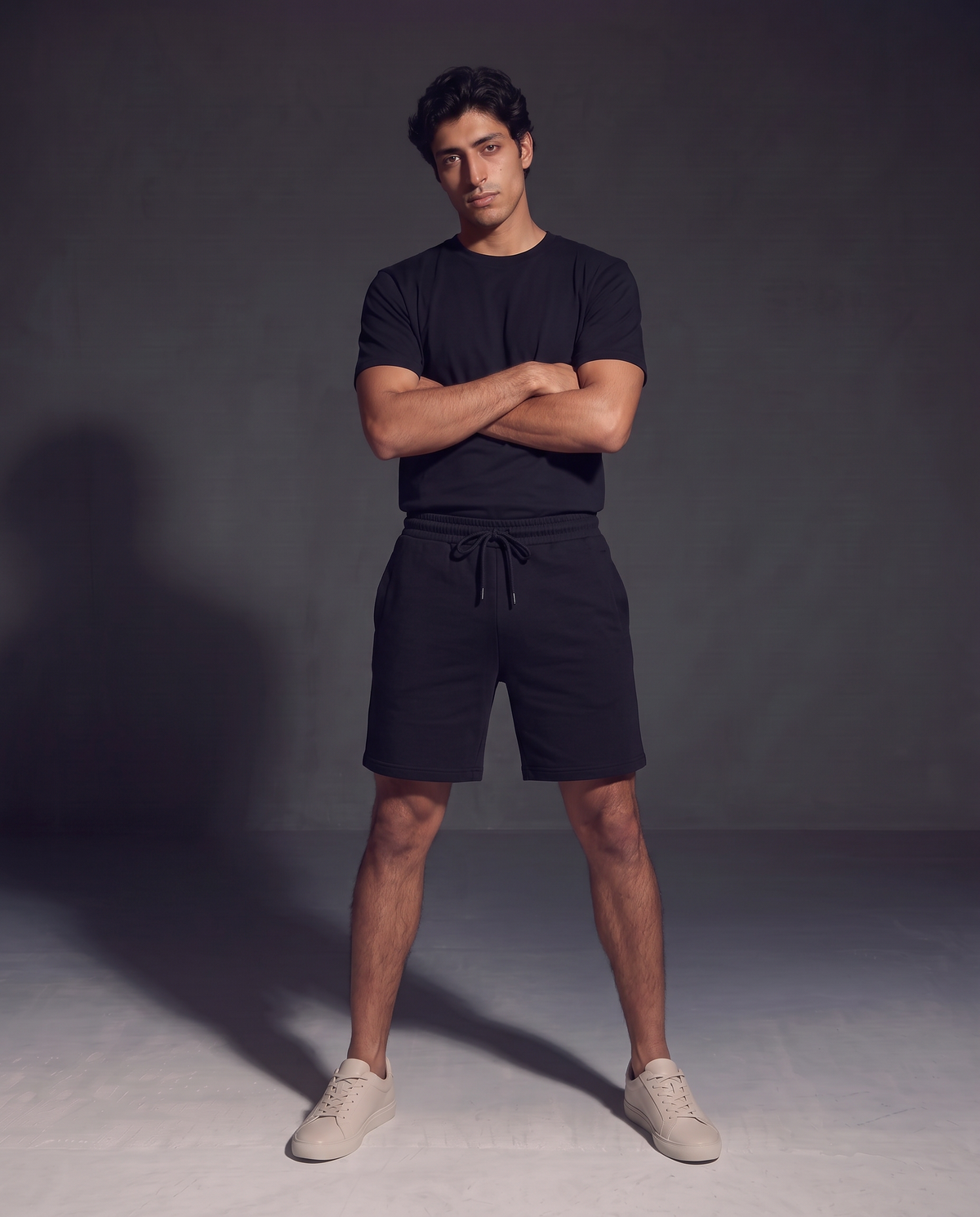 Regular fit cotton crew neck T-shirt - Black