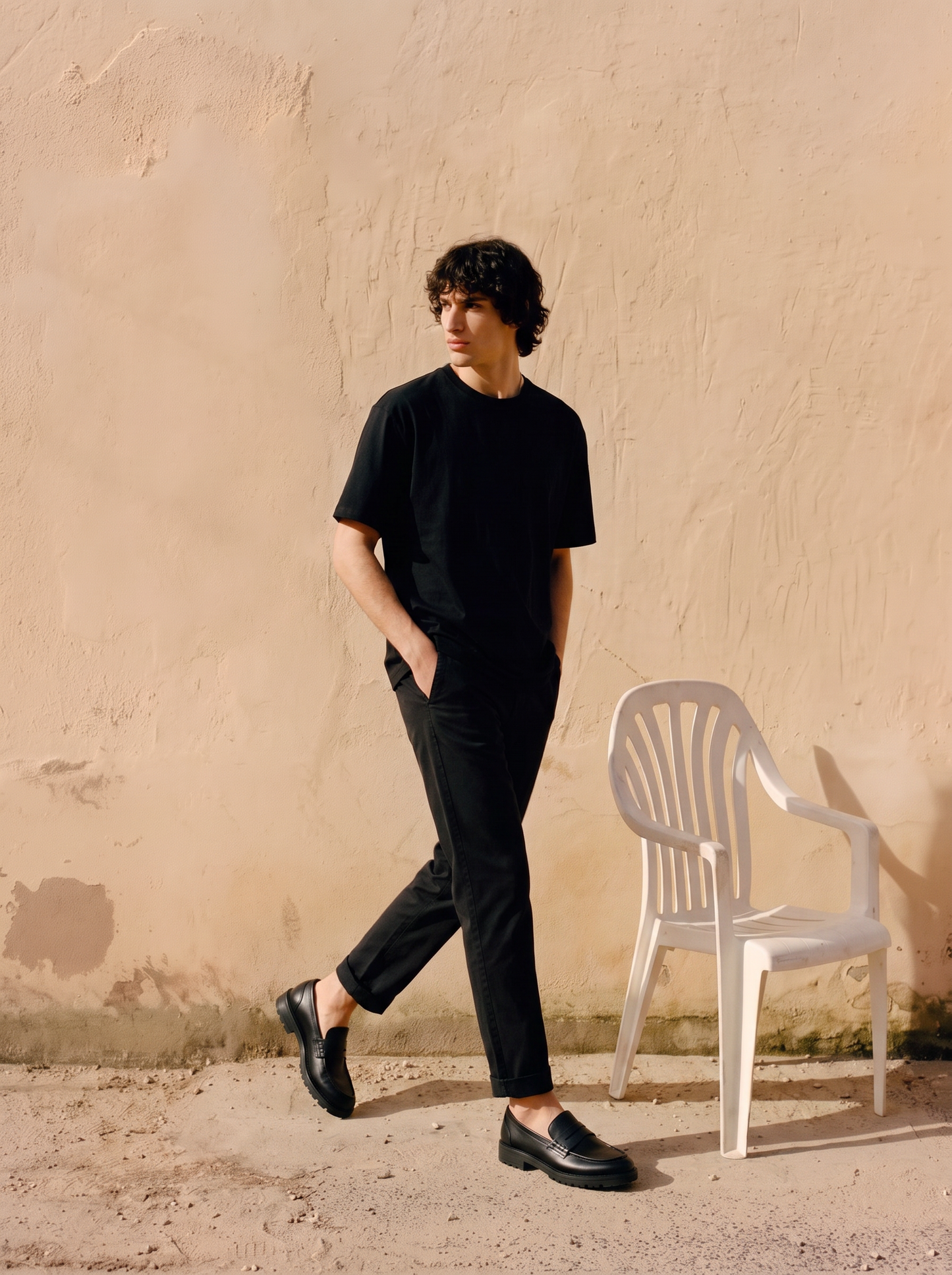 T-shirt girocollo in cotone regular fit - Nero