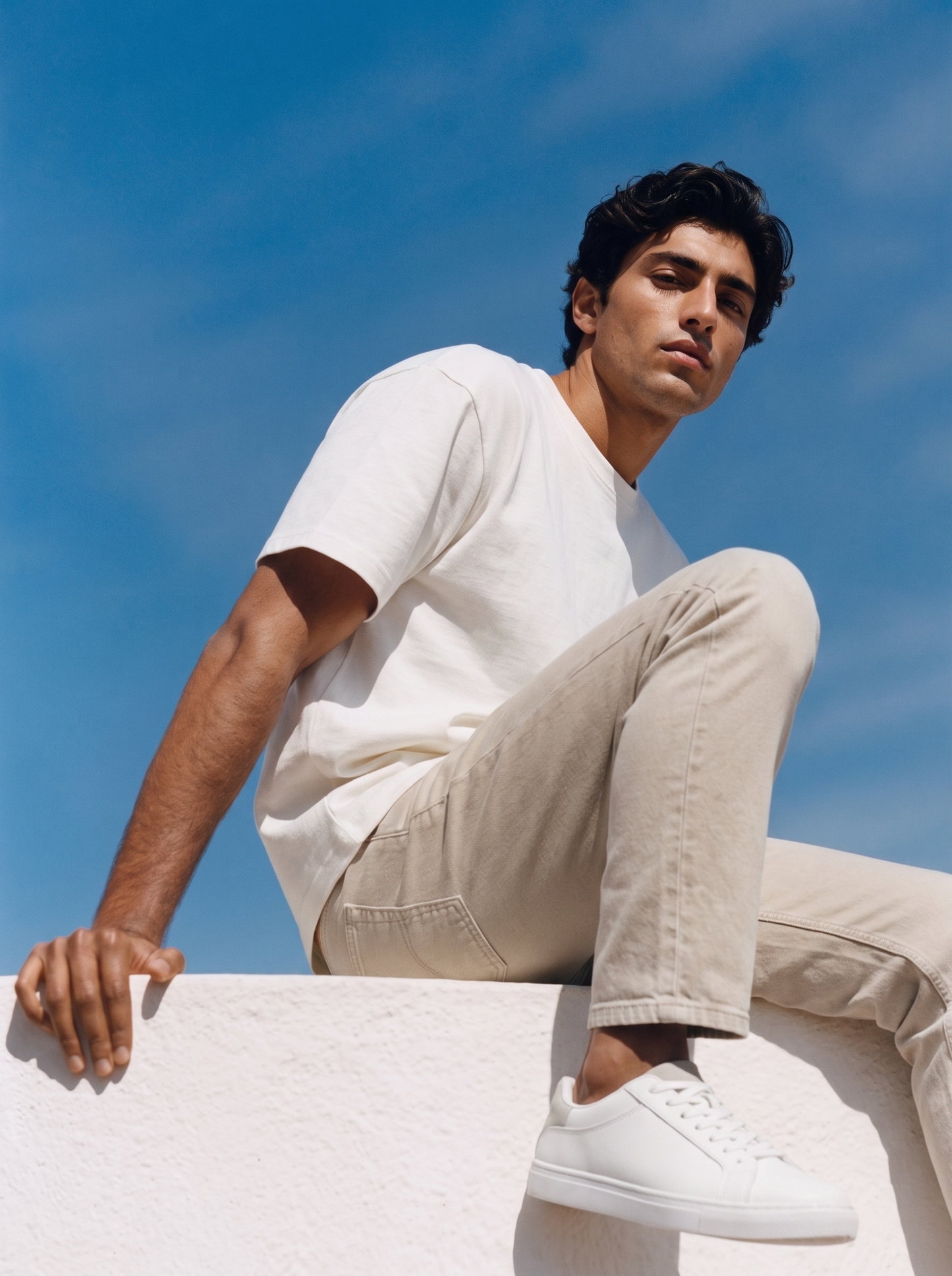 T-shirt girocollo in cotone regular fit - Bianco