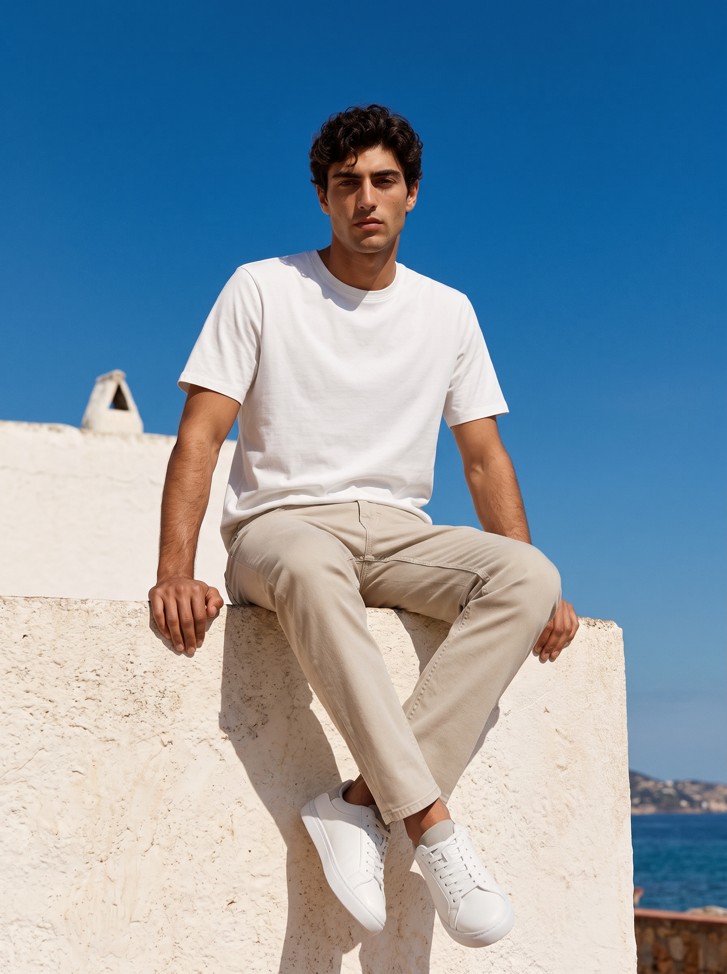 T-shirt girocollo in cotone regular fit - Bianco