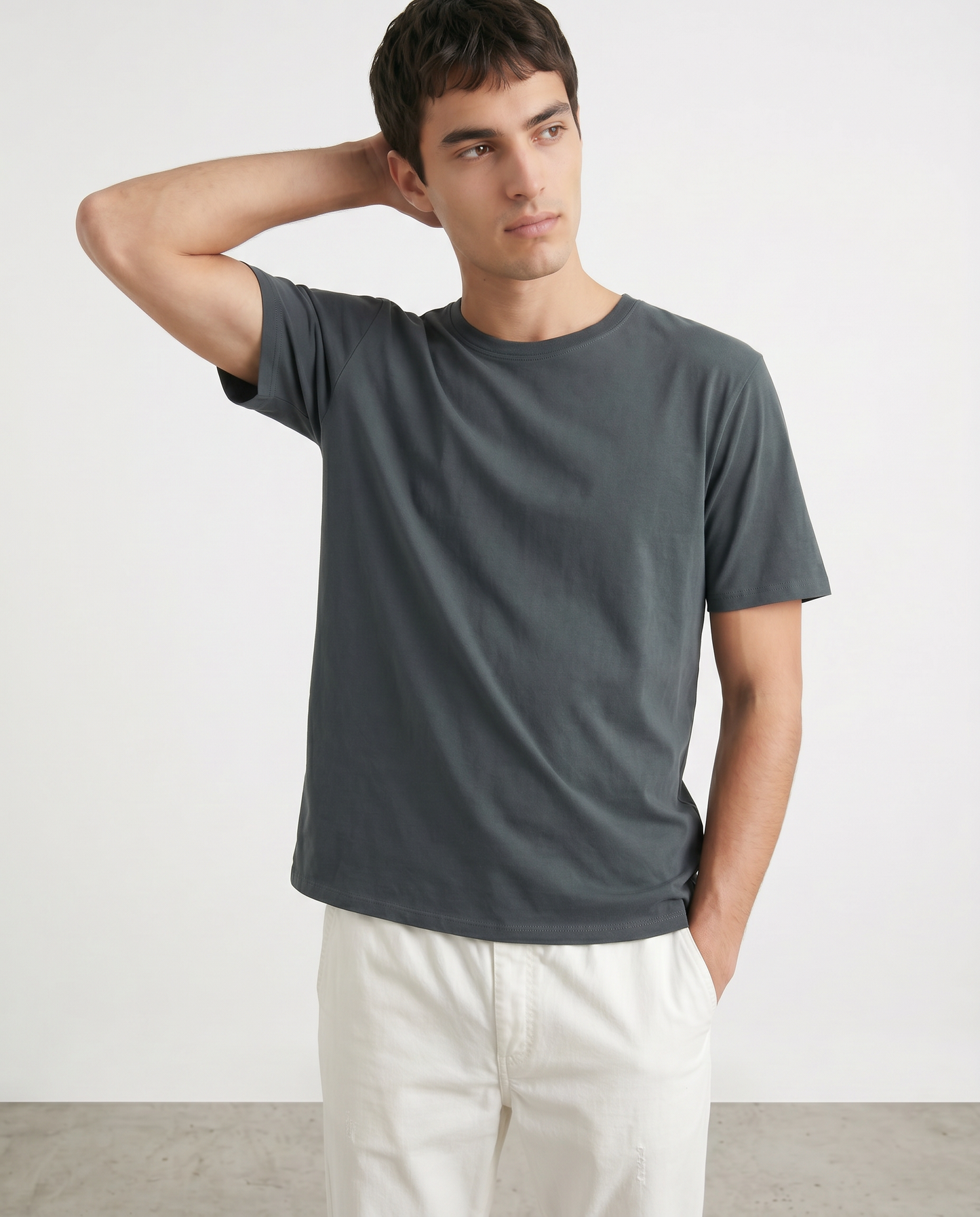 Regular fit cotton crew neck T-shirt - Blue