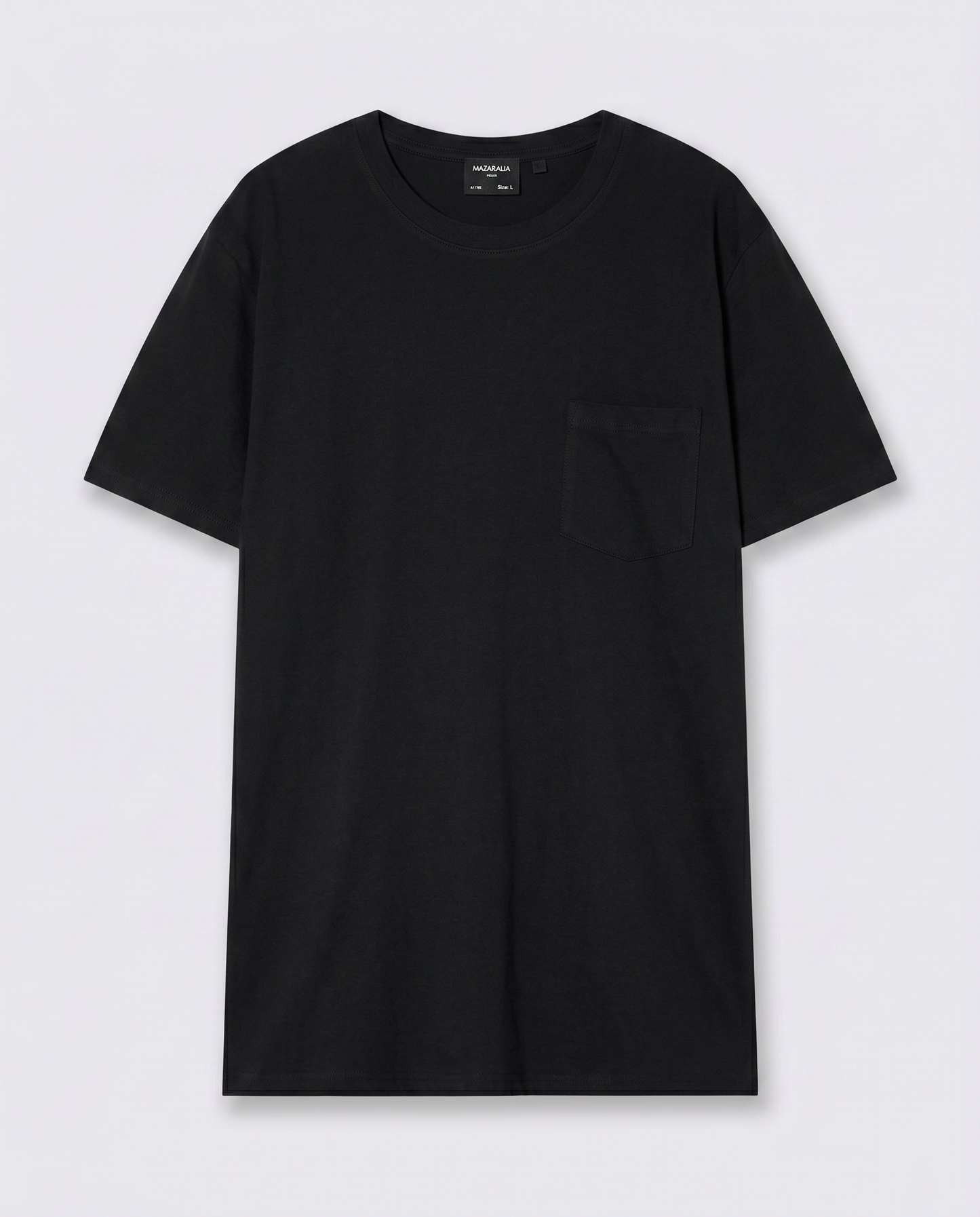 Basic crew neck T-shirt with pocket - Black