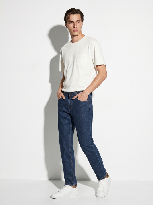 T-shirt basic girocollo con tasca - Bianco