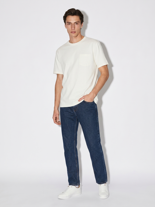 Basic crew neck T-shirt with pocket - White