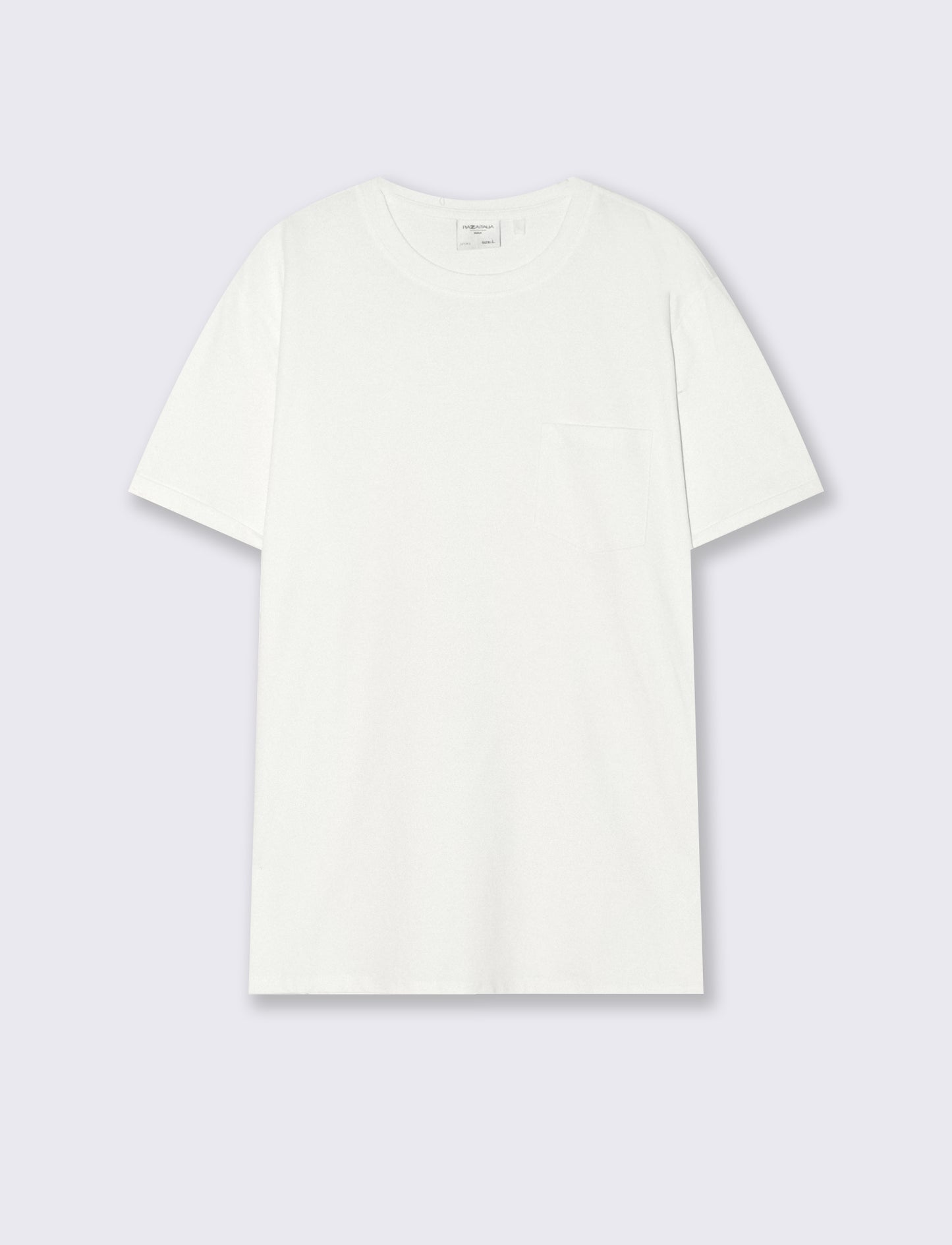 Basic crew neck T-shirt with pocket - White