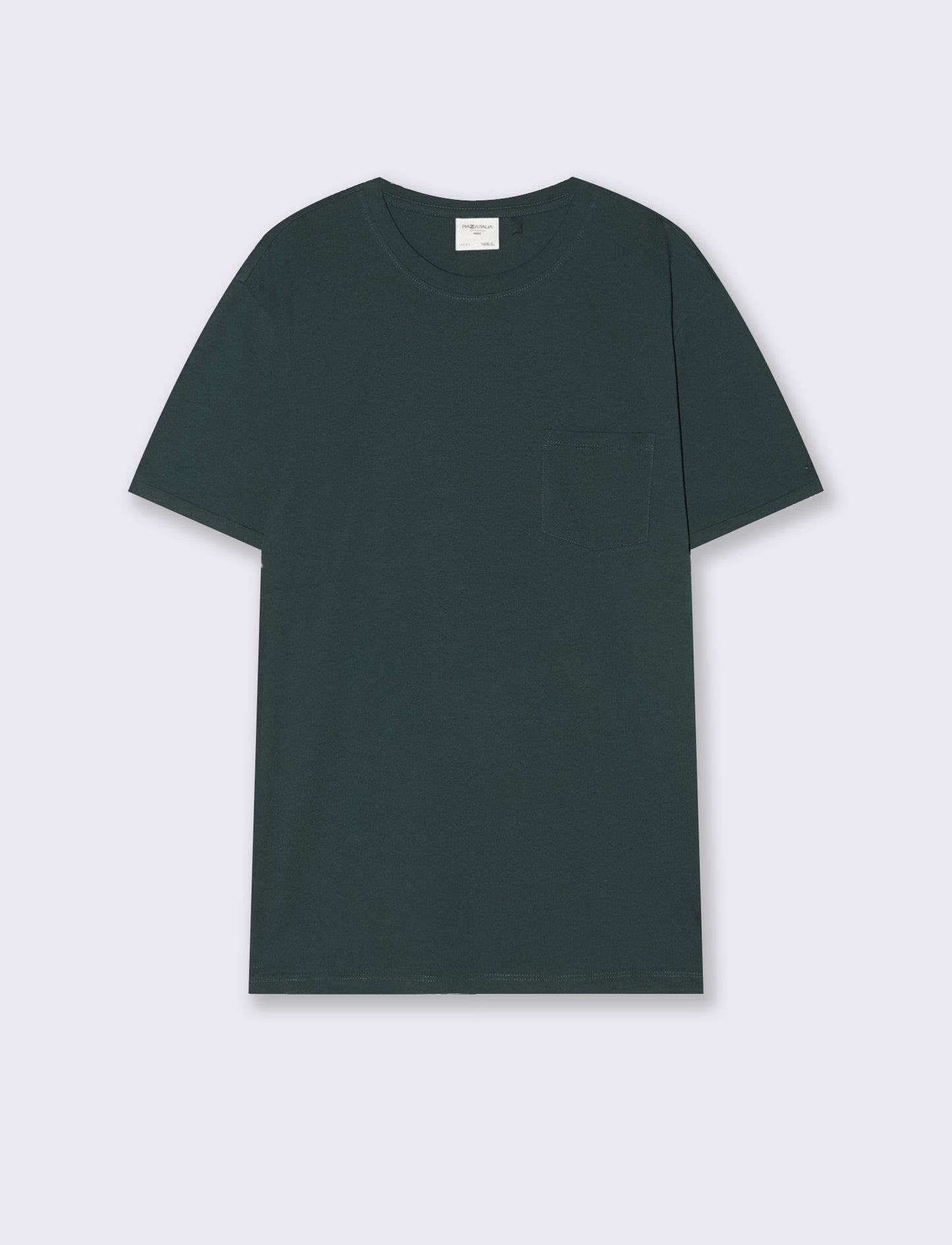 T-shirt basic girocollo con tasca - Verde scuro