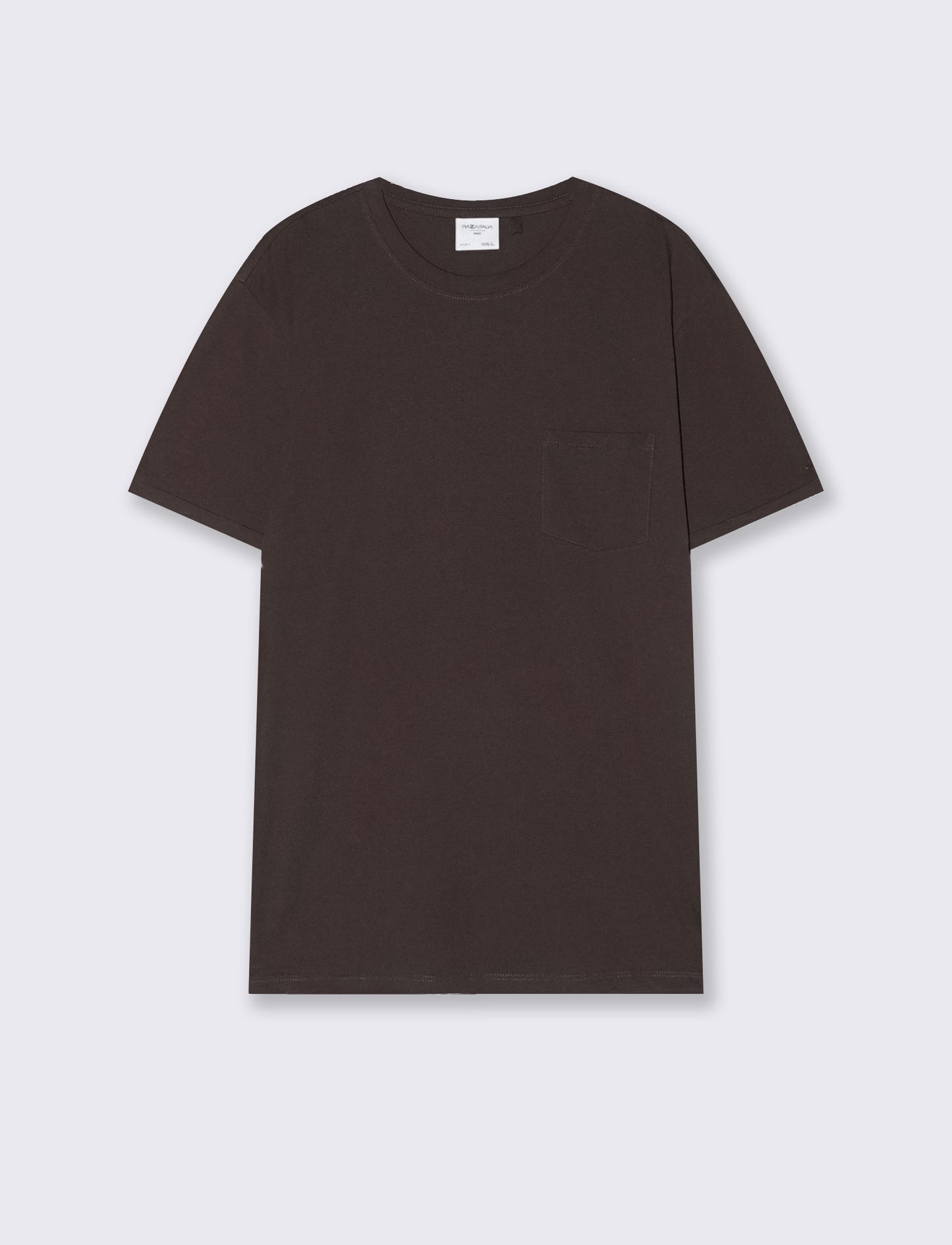 T-shirt basic girocollo con tasca - Bordeaux