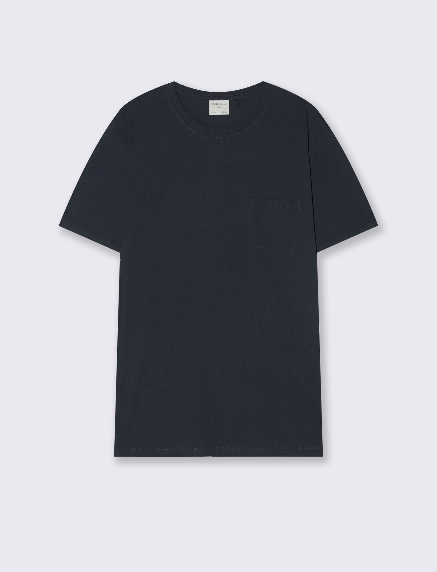 Basic crew neck T-shirt with pocket - Blue