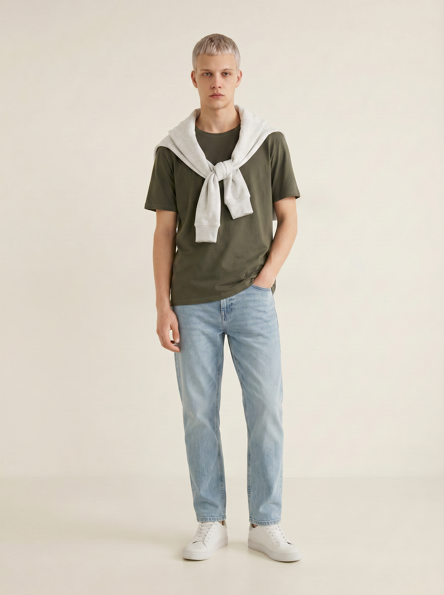 T-shirt Orli regular fit con orli vivi - Verde kaki